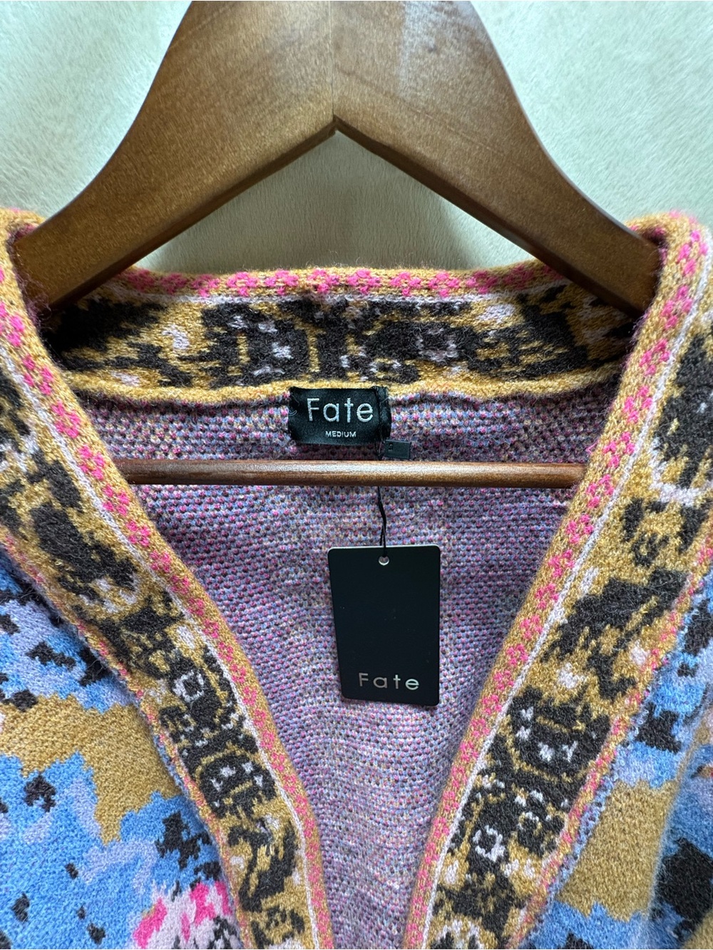 SOLD - NWT Fate Belted Floral Jacquard Cardigan Sweater Medium Boho Cottagecore - Picture 3 of 4
